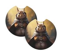 BROLEO Lot de 2 dessous de verre pour voiture Motif écureuil à capuchon sans odeur pour tous les porte-gobelets standard, parfaits pour les voitures, camions, SUV - 6,9 cm