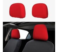 BROLEO Lot de 2 housses d'appui-tête de voiture - Couleur unie - Imprimé rouge - Accessoires d'intérieur - Décoration pour voitures, camionnettes, camions - Accessoires universels pour siège