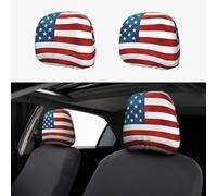 Broleo Lot de 2 housses d'appui-tête de voiture vintage avec imprimé drapeau américain américain - Accessoires de décoration pour voitures, camionnettes, camions - Accessoires universels pour siège