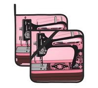 BROLEO Lot de 2 maniques isolants carrés pour machine à coudre vintage rose, 20,3 x 20,3 cm, épais et durable, anti-brûlure et isolation thermique