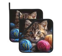BROLEO Lot de 2 tapis de pot carrés isolés épais et imperméables pour chaton jouant avec des boules de fourrure