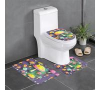 BROLEO Lot de 3 tapis de salle de bain colorés avec motif champignon - Antidérapant - Séchage rapide
