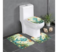 BROLEO Lot de 3 tapis de salle de bain motif petit dinosaure dans l'herbe verte 61 x 40,6 cm : facile à nettoyer, durable