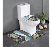 BROLEO Lot de 3 tapis de sol antidérapants Dilapidated Old Car Printing Tapis de salle de bain pour un confort ultime, Master Bathrooms