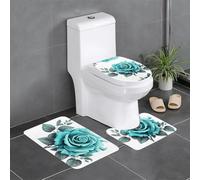 BROLEO Lot de 3 tapis de sol antidérapants et durables avec impression rose turquoise et gris