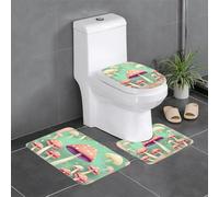 BROLEO Lot de 3 tapis de sol antidérapants pour salle de bain - Motif champignon de rêve pour un confort ultime