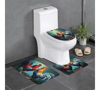 BROLEO Lot de 3 tapis de sol antidérapants pour salle de bain Motif coq
