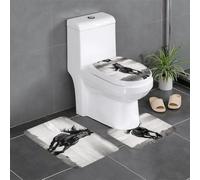 BROLEO Lot de 3 tapis de sol antidérapants pour salle de bain Motif étalon Noir