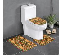 BROLEO Lot de 3 tapis de sol antidérapants pour salle de bain - Motif hamburgers - Pour un confort ultime