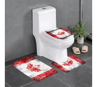 BROLEO Lot de 3 tapis de sol antidérapants rétro pour salle de bain Motif drapeau du Canada pour un confort ultime