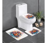 BROLEO Lot de 3 tapis de sol de salle de bain avec impression de guitare, tapis de douche antidérapant, séchage rapide