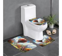 BROLEO Lot de 3 tapis de sol de salle de bain avec impression de montgolfière colorée - Tapis de douche antidérapant à séchage rapide