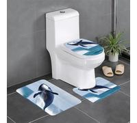 BROLEO Lot de 3 tapis de sol pour salle de bain Motif baleines en mer Tapis de douche antidérapant Séchage rapide