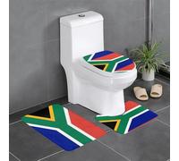 BROLEO Lot de 3 tapis de sol pour salle de bain Motif drapeau de l'Afrique du Sud - Antidérapant - Séchage rapide