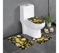 BROLEO Lot de 3 tapis de sol pour salle de bain Motif pamplemousse Jaune Orange Séchage rapide