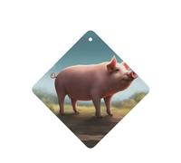 BROLEO Lot de 4 cartes désodorisantes carrées pour voiture Motif cochon : cartes parfumées à suspendre pour chambre à coucher, salle de bain, voiture, décoration intérieure
