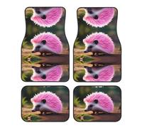 BROLEO Lot de 4 tapis de voiture de qualité avec motif hérisson rose - Toutes les voitures - Facile à nettoyer - Améliore l'intérieur et protège les voitures