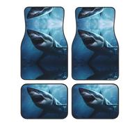 BROLEO Lot de 4 tapis de voiture imprimés requins blancs - Toutes les voitures - Facile à nettoyer, antidérapant - Améliore l'intérieur et protège les voitures