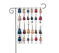 BROLEO Lot de nombreuses guitares colorées imprimées sur mât de drapeau de jardin, décoration de cour extérieure double face, 30,5 x 45,7 cm