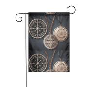 BROLEO Magical Design - Runes nordiques - Impression boussole - Mât de drapeau de jardin - Décoration extérieure - Double face - 30,5 x 45,7 cm