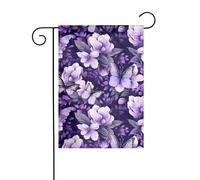 BROLEO Magnifique mât de drapeau de jardin violet imprimé floral papillon extérieur décoration de cour mode 30,5 x 45,7 cm