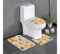BROLEO Master Bathrooms Lot de 3 tapis de sol antidérapants Motif chat orange