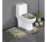 BROLEO Master Bathrooms Lot de 3 tapis de sol antidérapants Motif girafe sur feuille de lotus pour un confort ultime