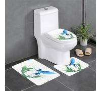 BROLEO Master Bathrooms Lot de 3 tapis de sol antidérapants Motif hirondelle bleue sous le muguet pour un confort ultime