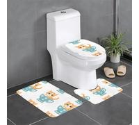 BROLEO Master Bathrooms Lot de 3 tapis de sol antidérapants Motif petit chat orange dans une tasse à pois pour un confort ultime