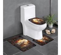 BROLEO Master Bathrooms Lot de 3 tapis de sol antidérapants Motif petit lapin gris aux champignons pour un confort ultime