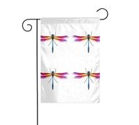 BROLEO Mât de drapeau de jardin à queue violette et bleue avec motif libellule - Double face - 30,5 x 45,7 cm