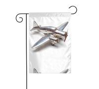 BROLEO Mât de drapeau de jardin argenté modèle avion extérieur décoration de cour mode 30,5 x 45,7 cm