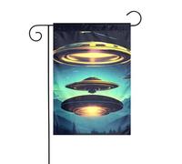 BROLEO Mât de drapeau de jardin avec impression de vaisseau spatial - Décoration de cour extérieure - Tendance - 30,5 x 45,7 cm