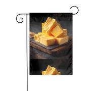 BROLEO Mât de drapeau de jardin avec impression fromage au beurre doré 30,5 x 45,7 cm