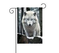 BROLEO Mât de drapeau de jardin avec impression loup solitaire 30,5 x 45,7 cm