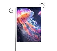 BROLEO Mât de drapeau de jardin avec méduses colorées - Décoration double face - 30,5 x 45,7 cm