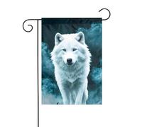 BROLEO Mât de drapeau de jardin avec motif loup avec impression fumée, décoration de cour extérieure, mode 30,5 x 45,7 cm