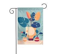 BROLEO Mât de drapeau de jardin en bambou imprimé bleu orange tortue double face 30,5 x 45,7 cm