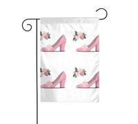 BROLEO Mât de drapeau de jardin en cuir rose imprimé fleurs double face 30,5 x 45,7 cm