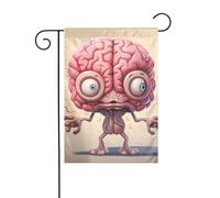 BROLEO Mât de drapeau de jardin imprimé cerveau humain décoration de cour extérieure double face 30,5 x 45,7 cm