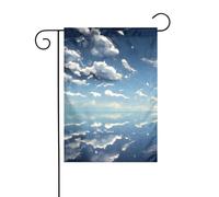 BROLEO Mât de drapeau de jardin imprimé ciel bleu et nuages blancs double face 30,5 x 45,7 cm