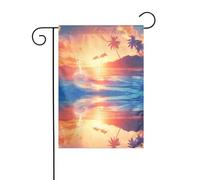 BROLEO Mât de drapeau de jardin imprimé dauphin coucher de soleil extérieur décoration double face 30,5 x 45,7 cm