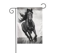 BROLEO Mât de drapeau de jardin imprimé étalon noir pour décoration de cour extérieure 30,5 x 45,7 cm