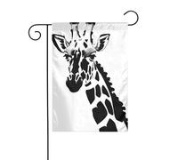 BROLEO Mât de drapeau de jardin imprimé girafe noir et blanc 30,5 x 45,7 cm