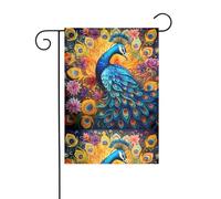 BROLEO Mât de drapeau de jardin imprimé paon coloré pour décoration de cour extérieure 30,5 x 45,7 cm