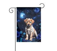 BROLEO Mât de drapeau de jardin imprimé rose bleue chiot décoration de cour extérieure mode 30,5 x 45,7 cm
