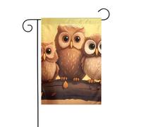 BROLEO Mât de drapeau de jardin mignon marron dessin animé hiboux décoration de cour extérieure mode 30,5 x 45,7 cm