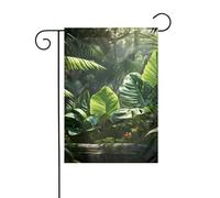 BROLEO Mât de drapeau de jardin vert imprimé jungle tropicale double face 30,5 x 45,7 cm