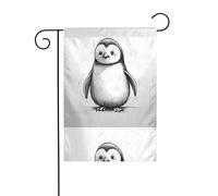 BROLEO Mignon croquis pingouin impression mât de drapeau extérieur cour décoration mode 30,5 x 45,7 cm