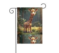 BROLEO Mignon girafe sauvage impression mât drapeau jardin extérieur cour décoration mode 30,5 x 45,7 cm